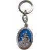 Porte-clés ovale bleu Saint Christophe
