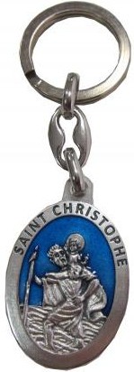 Porte-clés St Christophe bleu + prière