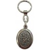 Porte-clés ovale argenté Saint christophe