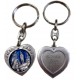 Porte-clés coeur métal argenté bleu NDL
