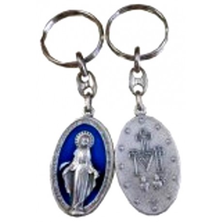 Porte-clés métal argenté Vierge Miraculeuse
