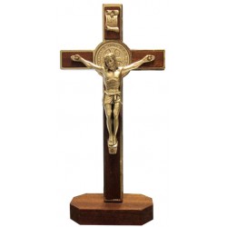 Croix bois Saint Benoit sur socle