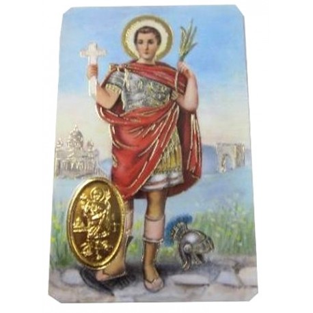 Carte prière Saint Expédit avec médaille