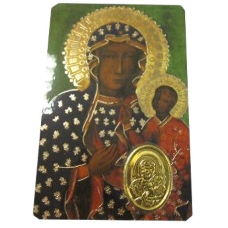 Carte prière Vierge Noire avec médaille