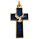 Croix pendentif doré bleu colombe