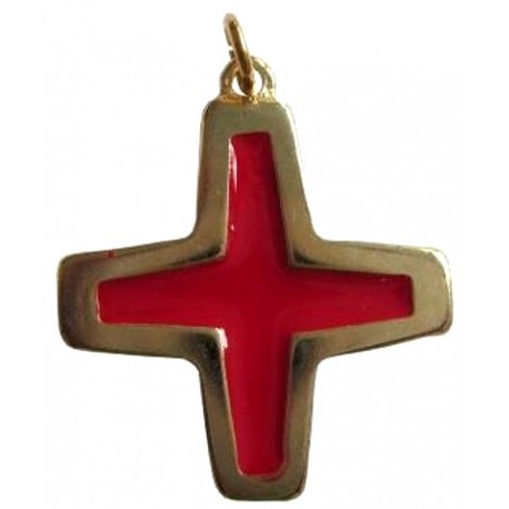Croix pendentif doré rouge ou blanc
