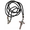 Croix métal argenté cordon