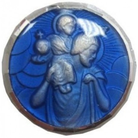 Magnet rond bleu Saint Christophe