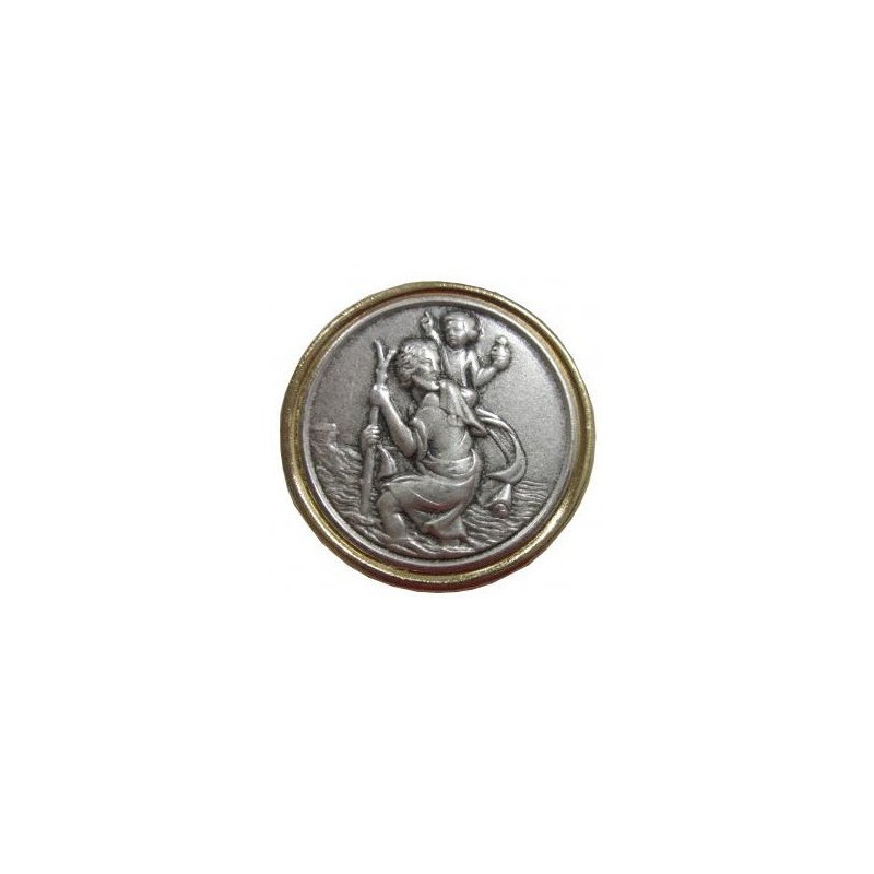 Magnet rond argent Saint Christophe
