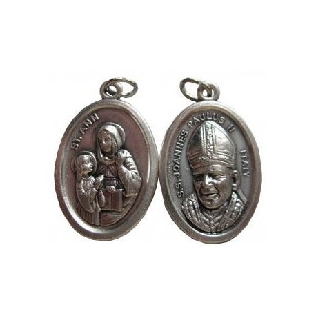 Médaille ovale Sainte Anne Jean Paul II