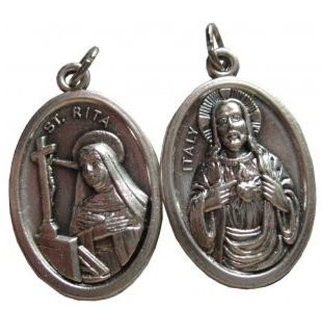 Médaille ovale Sainte Rita Sacré Coeur de Jésus