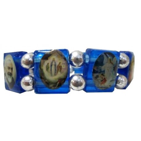Bracelet bleu plastique Multisaints