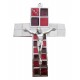 Crucifix métal argenté et rouge