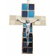 Crucifix métal doré et bleu