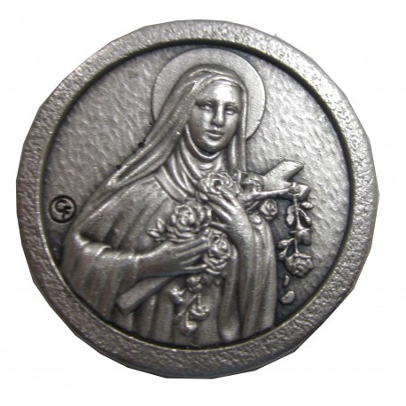 Magnet rond argenté Ste Thérèse