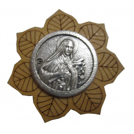 Magnet fleur bois métal Ste Thérèse