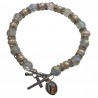 Bracelet beige irisé croix médaille Ste Thérèse