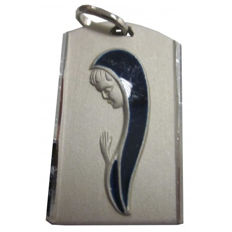 Médaille rectangulaire argenté Vierge Marie