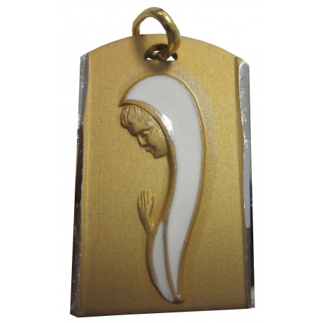 Médaille rectangulaire dorée Vierge Marie
